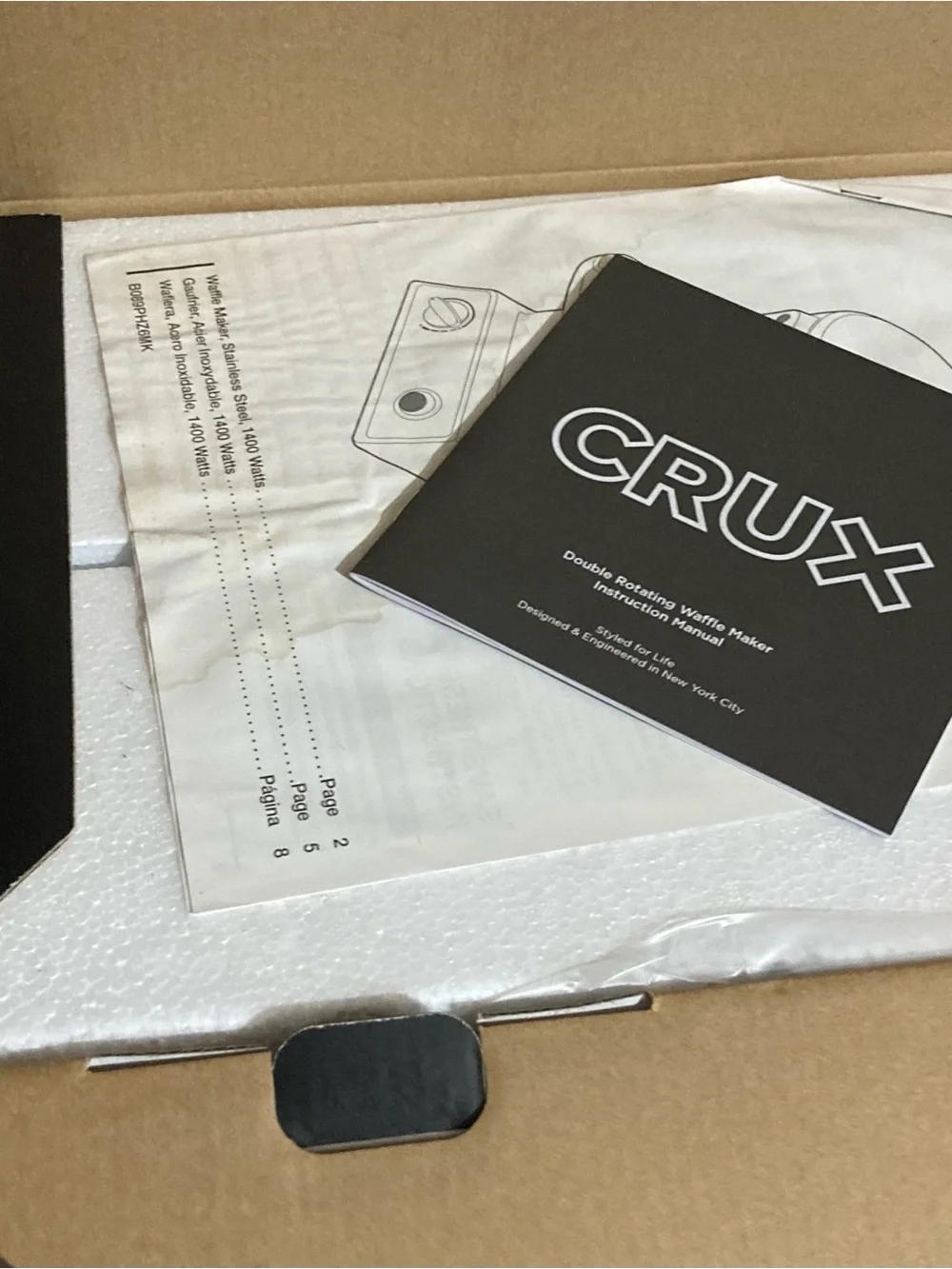 Crux Black and Silver Double Rotating Belgian Waffle Maker